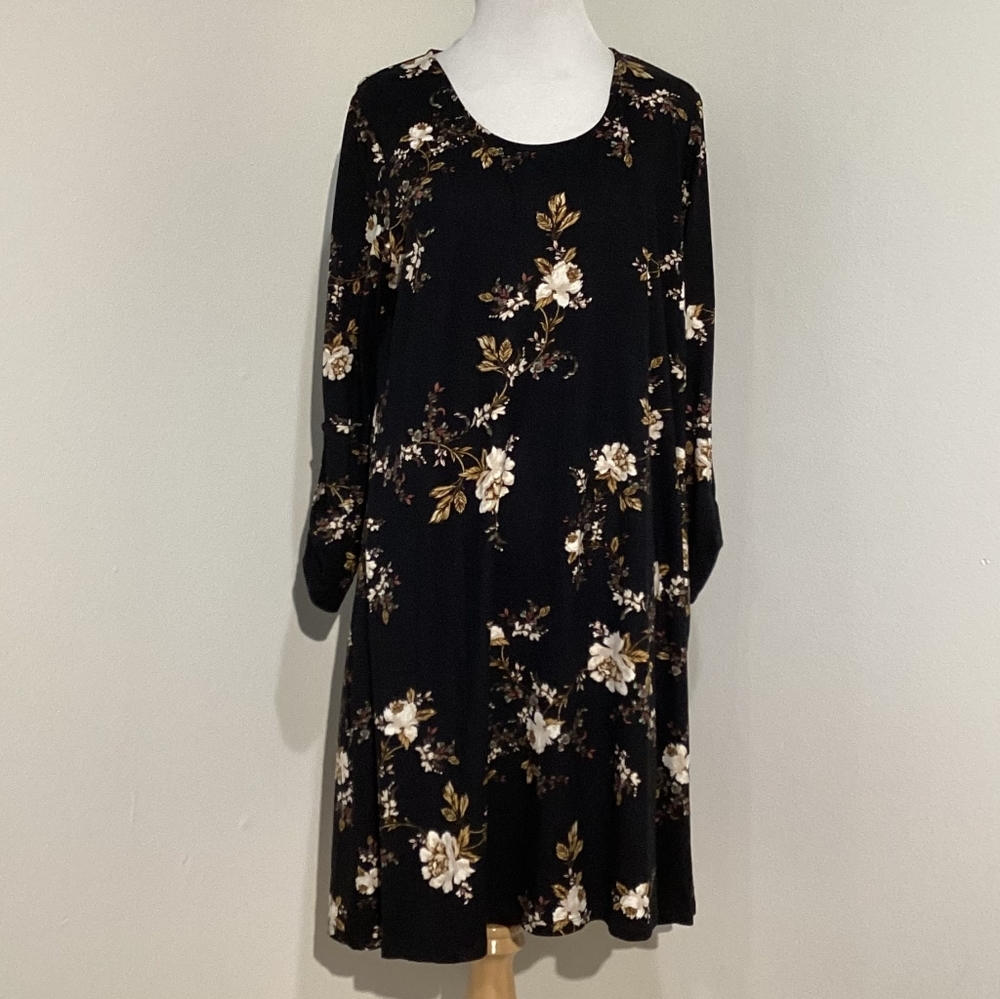 Lover Fire Women's Black Floral Long Sleeve Knit Dress